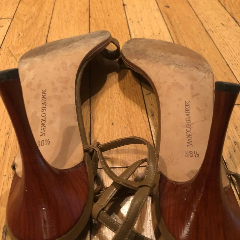 Manolo Blahnik Brown Strappy Heels 38.5 - Picture 5 of 6